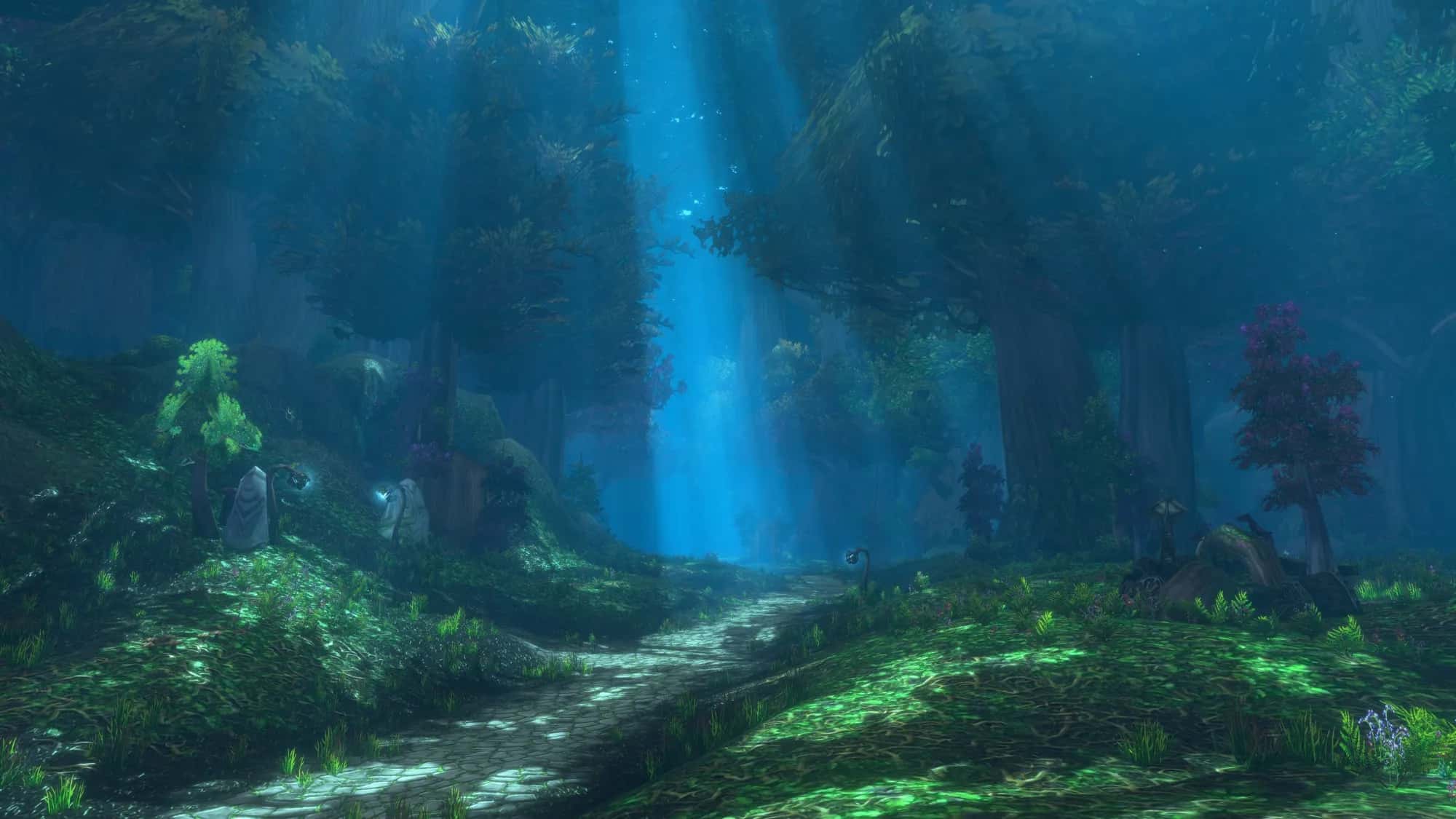 Light falling through the trees of Ashenvale