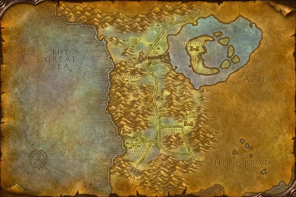 Map of Silverpine Forest with spawn points marked